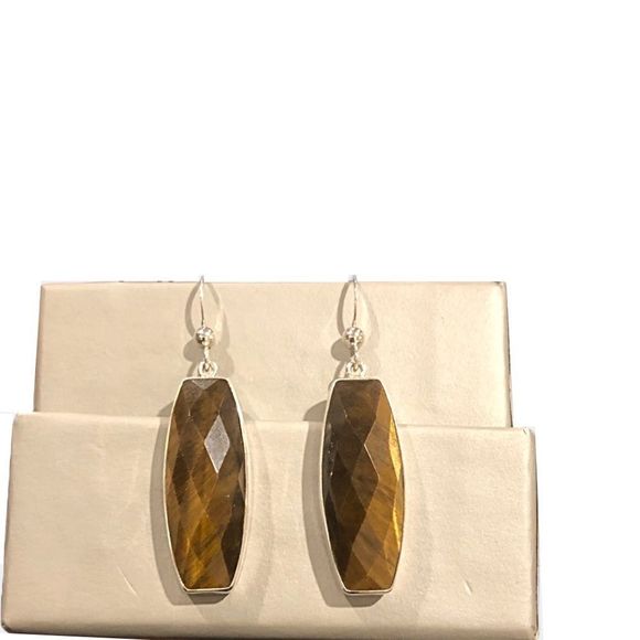 JAY KING DTR Faceted Tigers Eye Sterling Silver 925 Earrings - Picture 12 of 14